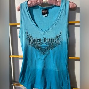 Harley-Davidson Women's Teal Ombre V-Neck Tank Top